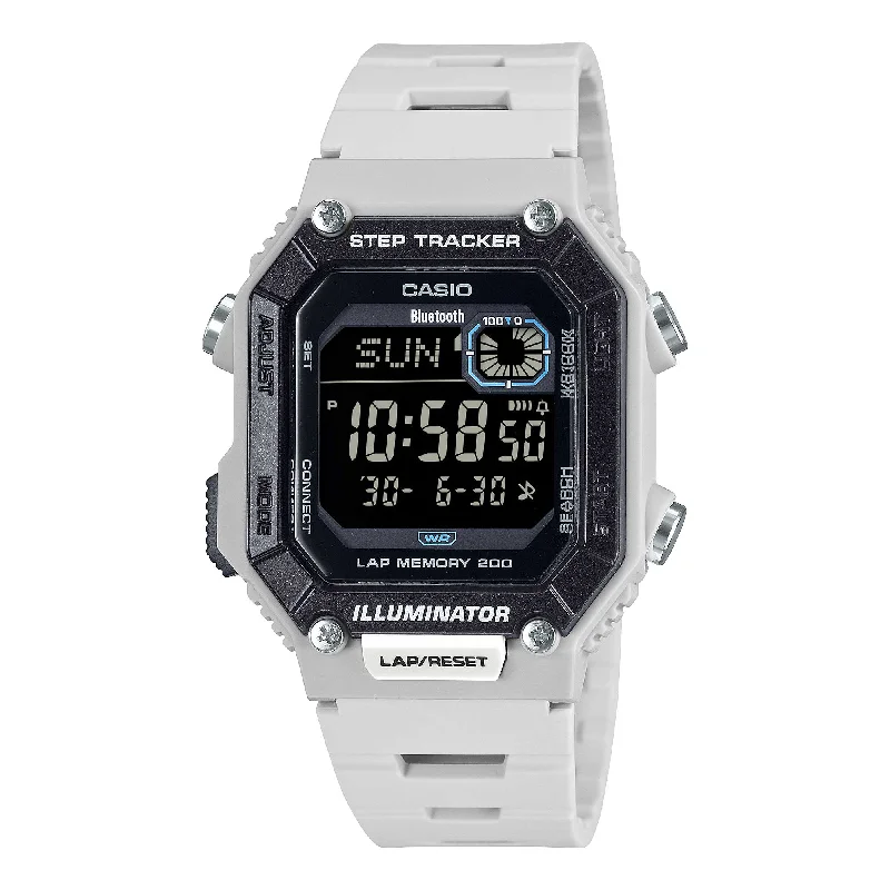 smartwatch with body fat percentage tracking-Casio Digital Sporty Bluetooth¶ôÇï¶ô¶÷ Step Tracker Dual Time Light Grey Resin Band Watch WSB1000-8B WS-B1000-8B