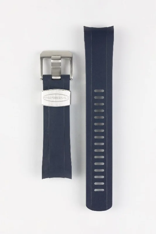 smartwatch with advanced biometrics-CRAFTER BLUE CB10 Rubber Watch Strap for Seiko 5 Sports Series – NAVY BLUE with Rubber & Steel Keepers