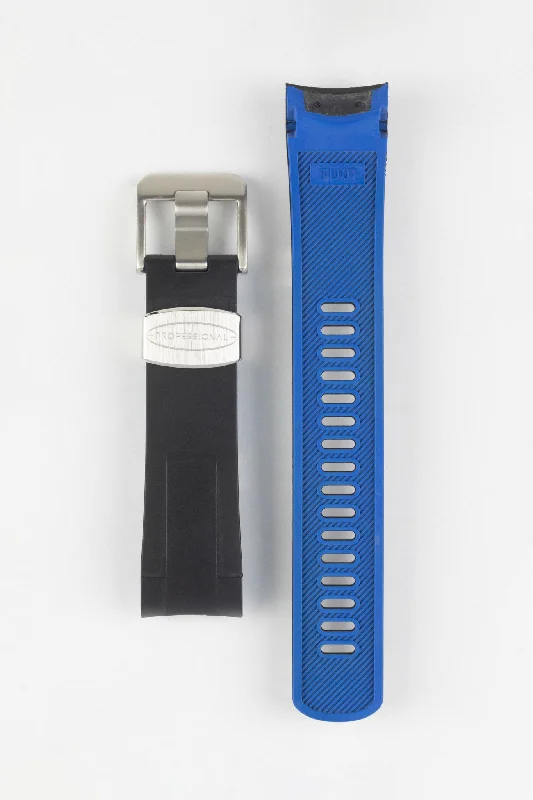 smartwatch with activity-based coaching-CRAFTER BLUE TD01 Rubber Watch Strap for Tudor Black Bay Series – BLACK & BLUE