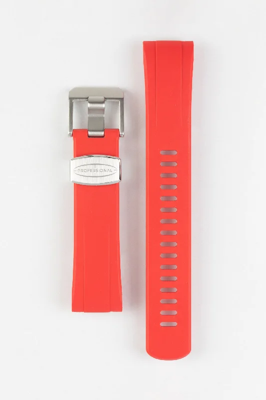 smartwatch with advanced hydration reminders-CRAFTER BLUE CB08 Rubber Watch Strap for Seiko "New" Turtle Series – RED