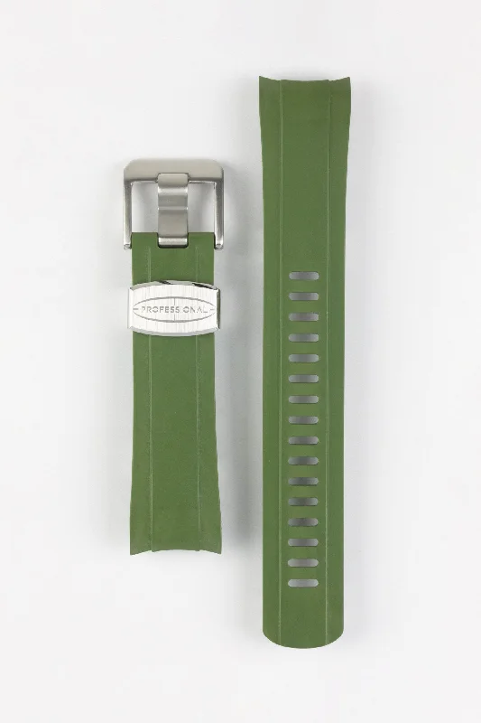 smartwatch with sleep monitoring-CRAFTER BLUE CB10 Rubber Watch Strap for Seiko SKX Series – GREEN with Rubber & Steel Keepers