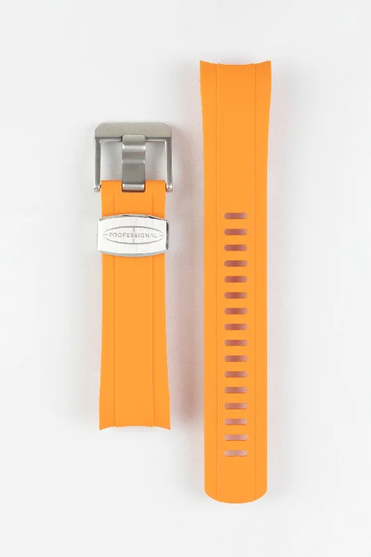 elegant diamond watches for women-CRAFTER BLUE CB10 Rubber Watch Strap for Seiko SKX Series – ORANGE with Rubber & Steel Keepers