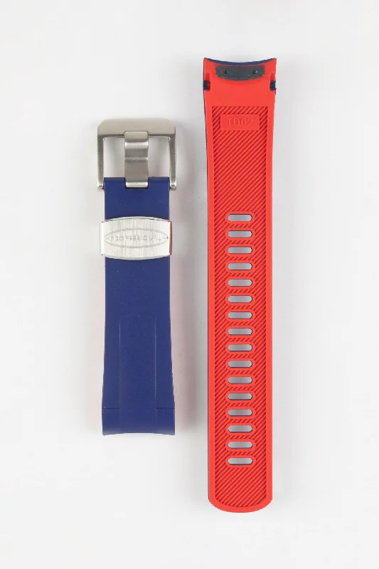 smartwatch with workout efficiency tracking-CRAFTER BLUE TD02 Rubber Watch Strap for Tudor Pelagos Series – BLUE & RED