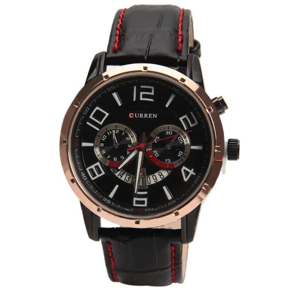 digital sports watches with GPS-Curren Quartz Watch with Leather Band (Black 4.7cm Dial) Unisex - Champagne - CUR116