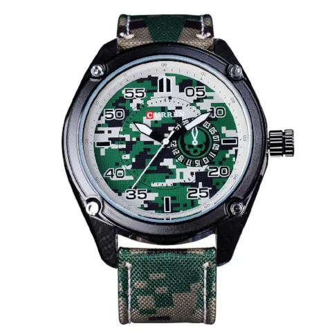 automatic GMT wristwatches-Curren Military Luminous Pointer (Green 4.5cm Dial) - CUR124