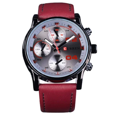 smartwatch with wrist-based pulse oximeter-Curren Red Racing Sports Watch (Dial 4.5cm) - CUR 158