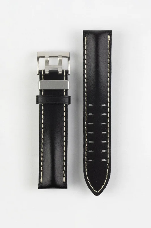 smartwatch with heart health insights-Di-Modell OFFROAD Calfskin Leather Watch Strap in BLACK