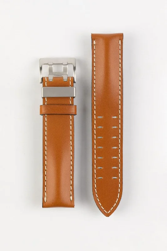 luxury wristwatches with gold plating-Di-Modell OFFROAD Calfskin Leather Watch Strap in GOLD BROWN