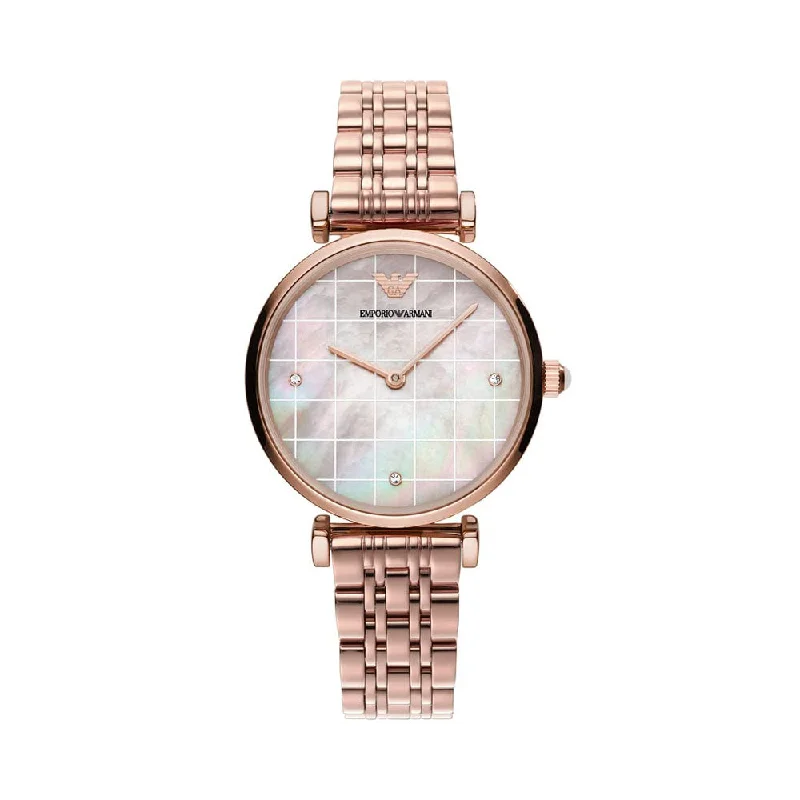 diving watches with luminous dials-Emporio Armani Analog Mother Of Pearl Dial Women's Watch-AR11385