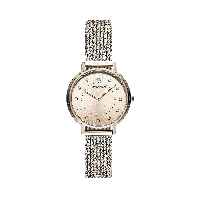 classic gold-tone wristwatches-Emporio Armani Analog Pink Dial Women's Watch-AR11129