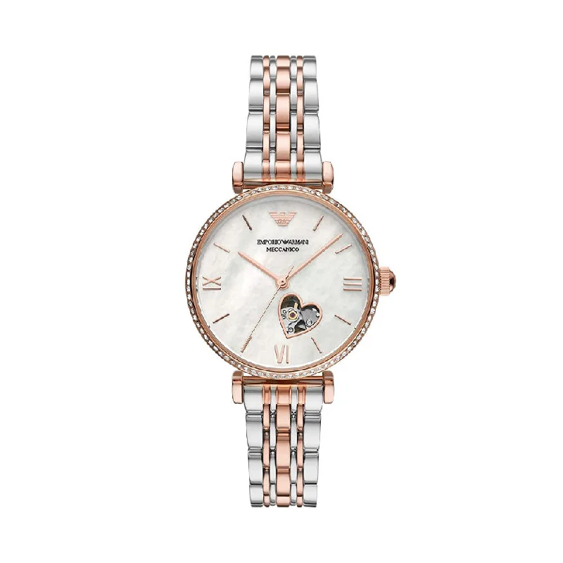 luxury chronograph sports watches-Emporio Armani Gianni T-Bar Analog Mother Of Pearl Dial Women's Watch-AR60049