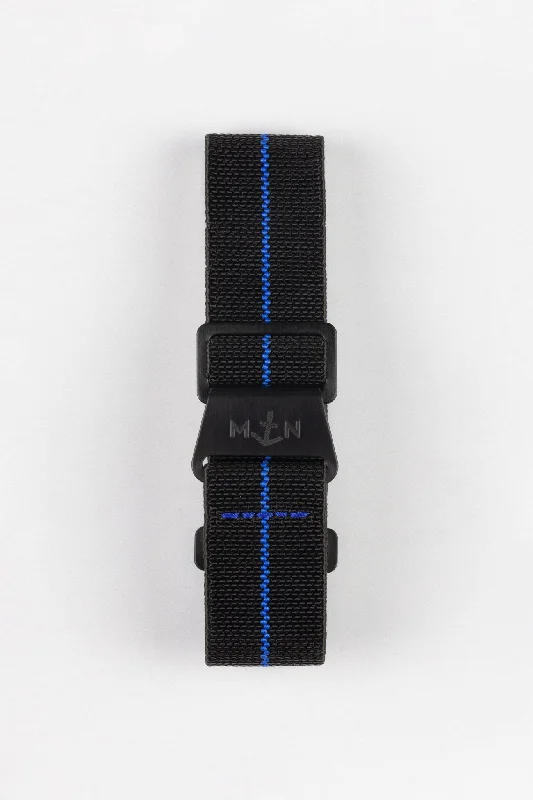 digital watches with multiple sport modes-Erika's Originals BLACK OPS MN™ Strap with BLUE Centerline - BLACK Hardware