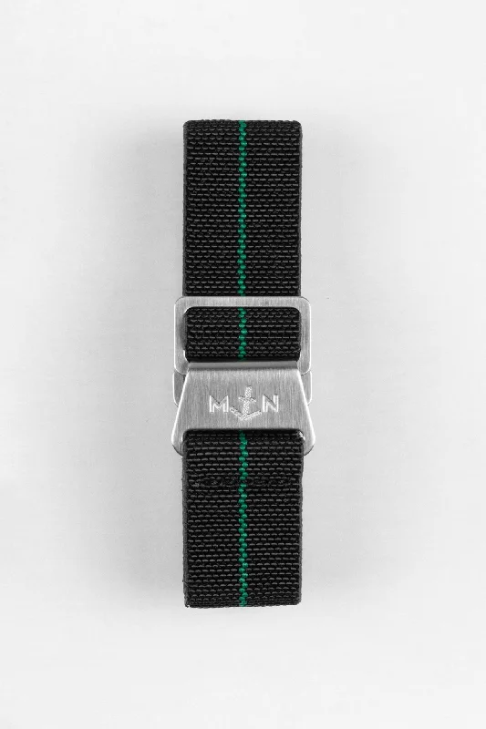 military-style digital watches-Erika's Originals BLACK OPS MN™ Strap with GREEN Centerline - BRUSHED Hardware