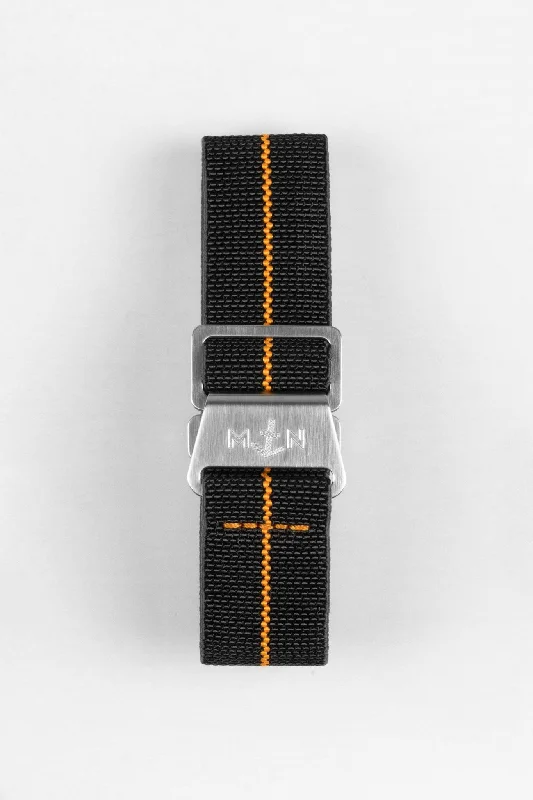 smartwatch with custom alert tones-Erika's Originals BLACK OPS MN™ Strap with ORANGE Centerline - BRUSHED Hardware