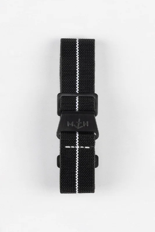 smartwatch with dynamic workout suggestions-Erika's Originals BLACK OPS MN™ Strap with WHITE Centerline - BLACK Hardware