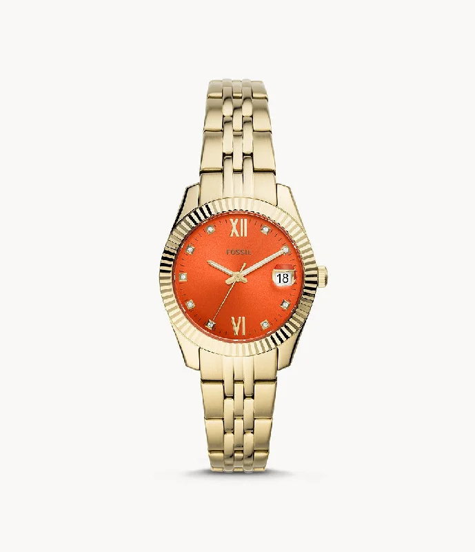 solar-powered digital smartwatches-Fossil Scarlette Mini Analog Orange Dial Women's Watch-ES4904