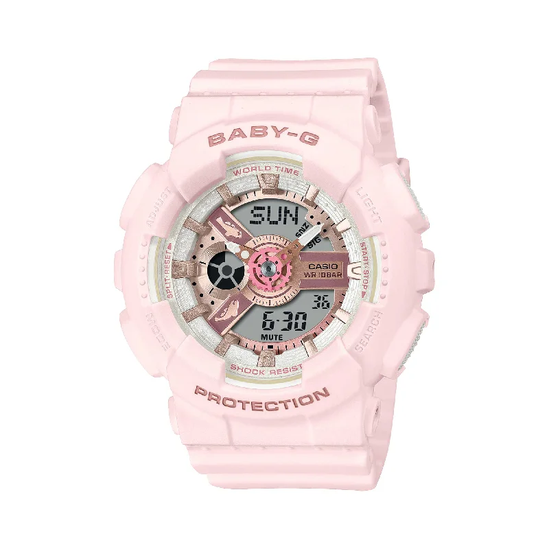 stainless steel chronograph wristwatches-Casio Baby-G BA-110 Lineup Aqua Planet Collaboration Model Bio-Based Pink Resin Band Watch BA110AQ-4A BA-110AQ-4A