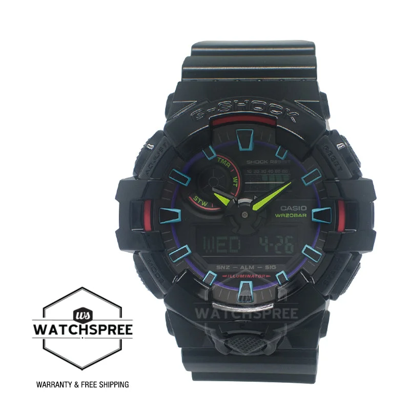 smartwatch with advanced step tracking-Casio G-Shock GA-700 Lineup Virtual Rainbow Series Watch GA700RGB-1A GA-700RGB-1A