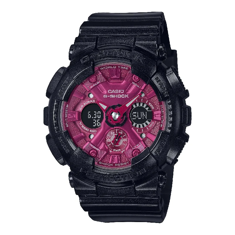 ultra-slim smartwatch designs-Casio G-Shock for Ladies' Black and Red Series Glossy Metallic Watch GMAS120RB-1A GMA-S120RB-1A