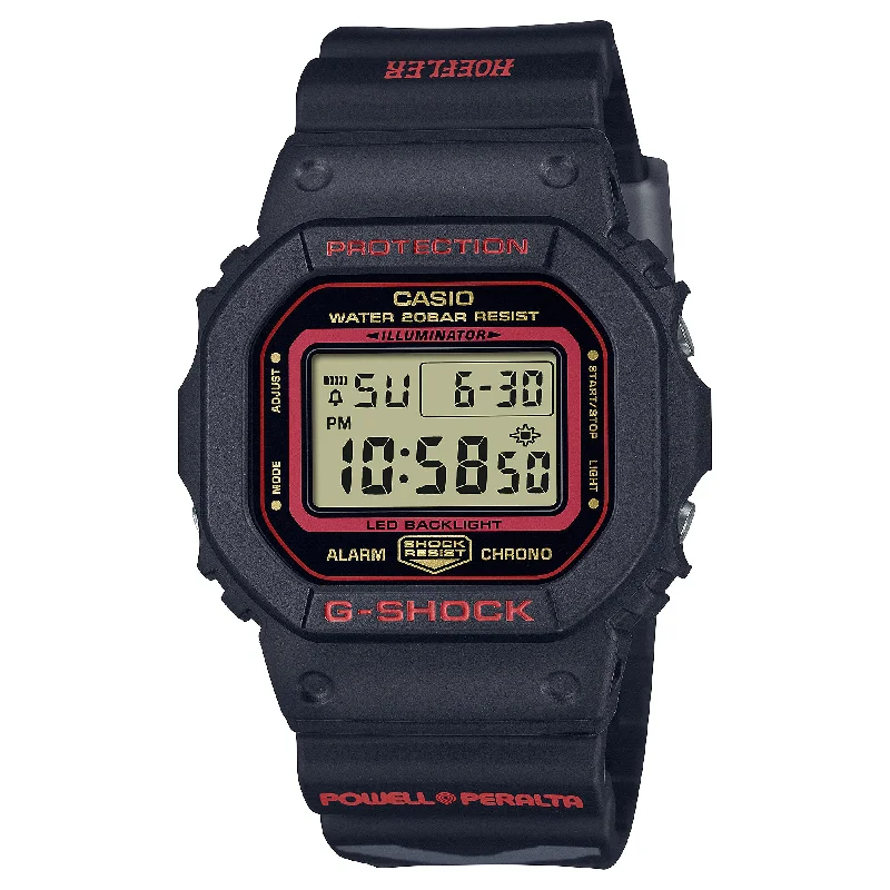 smartwatch with activity history tracking-Casio G-Shock DW-5600 Lineup Kelvin Hoefler x Powell Peralta Collaboration Model Watch DW5600KH-1D