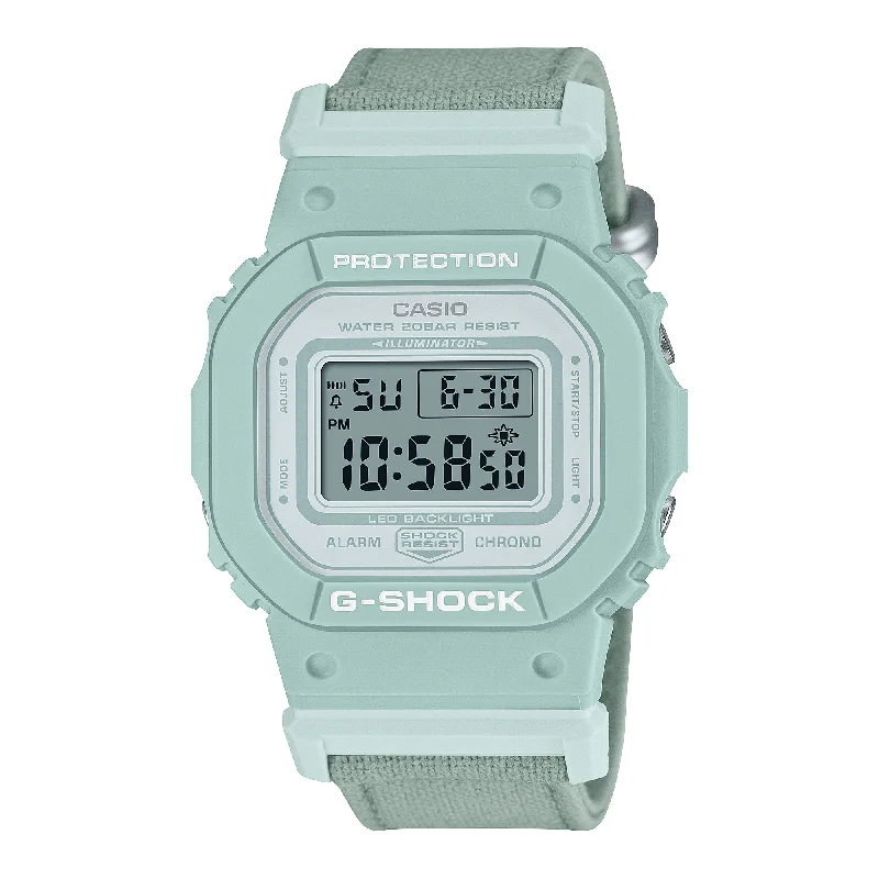 high-tech dive watches for professionals-Casio G-Shock for Ladies' Blue Grey TRUECOTTON Cloth Band Watch GMDS5600CT-3D