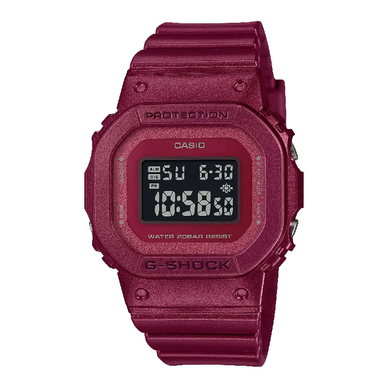 smartwatch with altitude and pressure sensor-Casio G-Shock for Ladies' Black and Red Series Glossy Metallic Watch GMDS5600RB-4D GMD-S5600RB-4D GMD-S5600RB-4