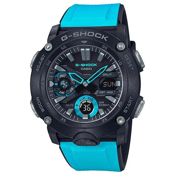 smartwatch with wrist-based blood pressure monitor-Casio G-Shock Carbon Core Guard Structure Blue Resin Band Watch GA2000-1A2 GA-2000-1A2