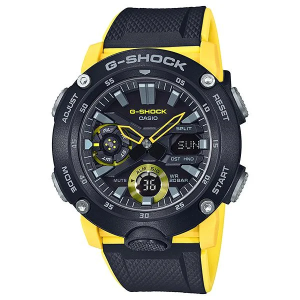 automatic chronograph watches with stopwatch-Casio G-Shock Carbon Core Guard Structure Black Resin Band Watch GA2000-1A9 GA-2000-1A9