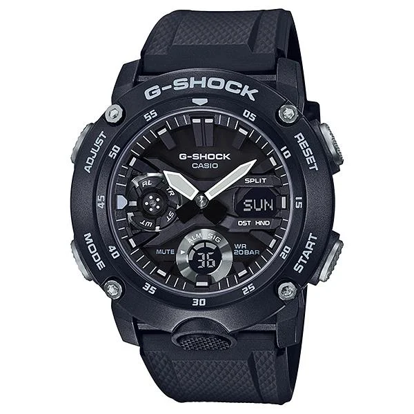 smartwatch with sleep stages analysis-Casio G-Shock Carbon Core Guard Structure Black Resin Band Watch GA2000S-1A GA-2000S-1A