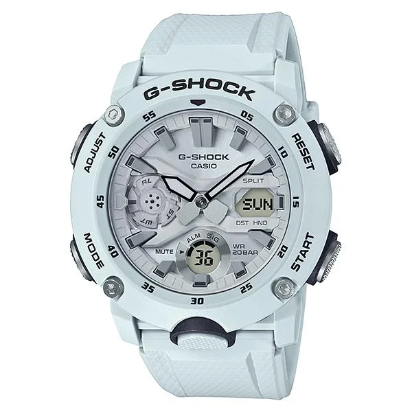 leather band smartwatch designs-Casio G-Shock Carbon Core Guard Structure White Resin Band Watch GA2000S-7A GA-2000S-7A