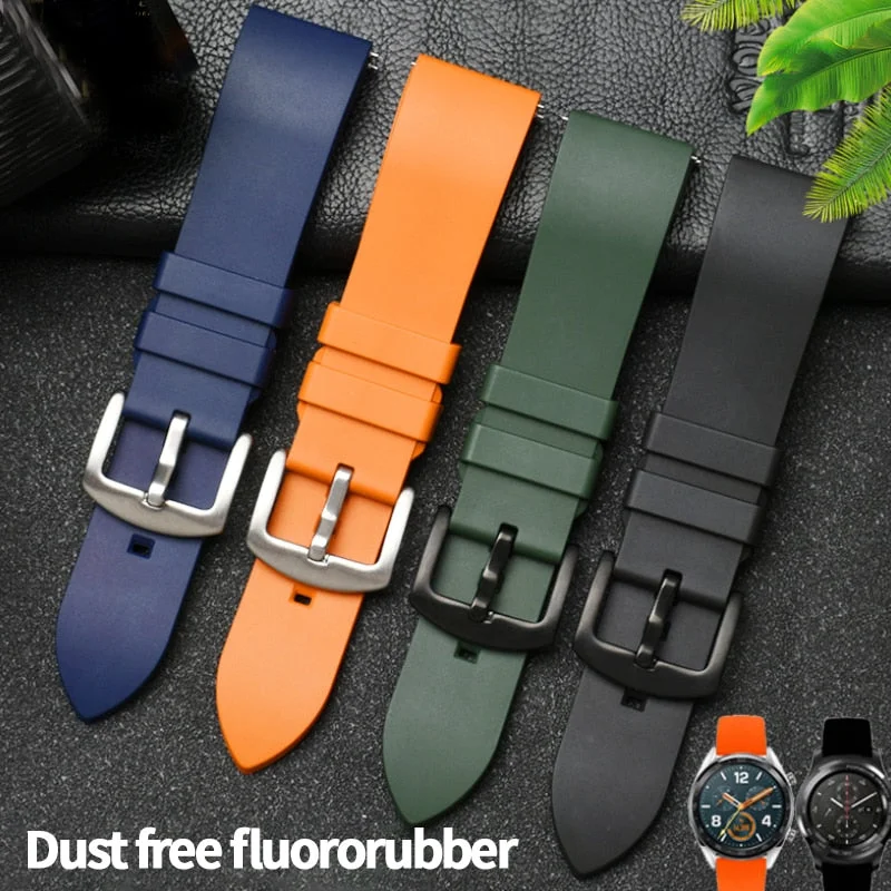 smartwatch with virtual fitness coach-Genuine Fluorine Rubber Easy-Release Watch Strap