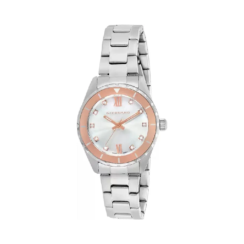 smartwatch with built-in stress tracker-Giordano Analog Silver Dial Women's Watch -2931-22