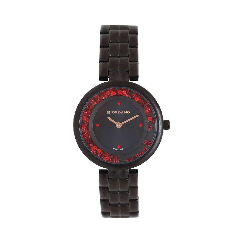 smartwatch with blood oxygen sensor-Giordano Womens Black Dial Metallic Analogue Watch - 2927-22