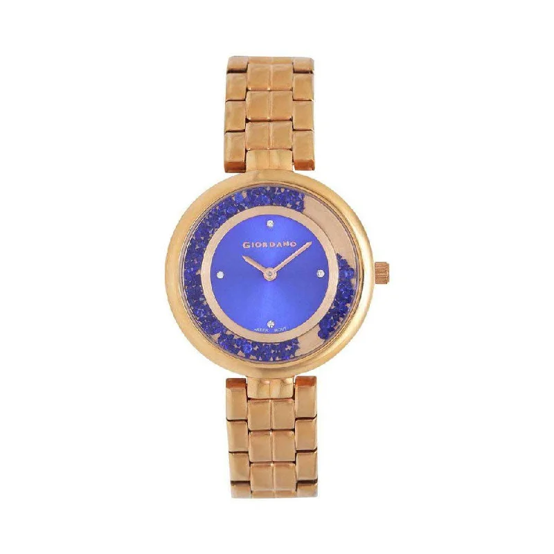 luxury chronograph sports watches-Giordano Womens Blue Dial Metallic Analogue Watch - 2927-55