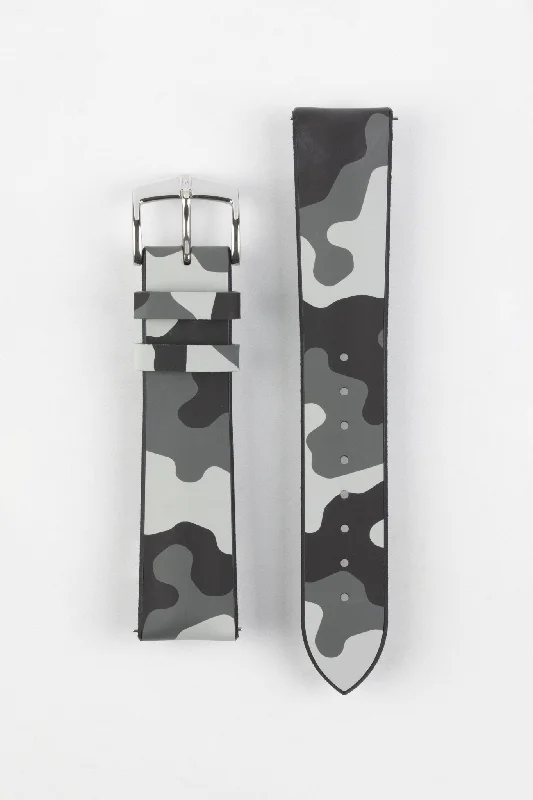 stylish ladies' smartwatch designs-Hirsch JOHN Natural Rubber Performance Watch Strap in GREY CAMOUFLAGE