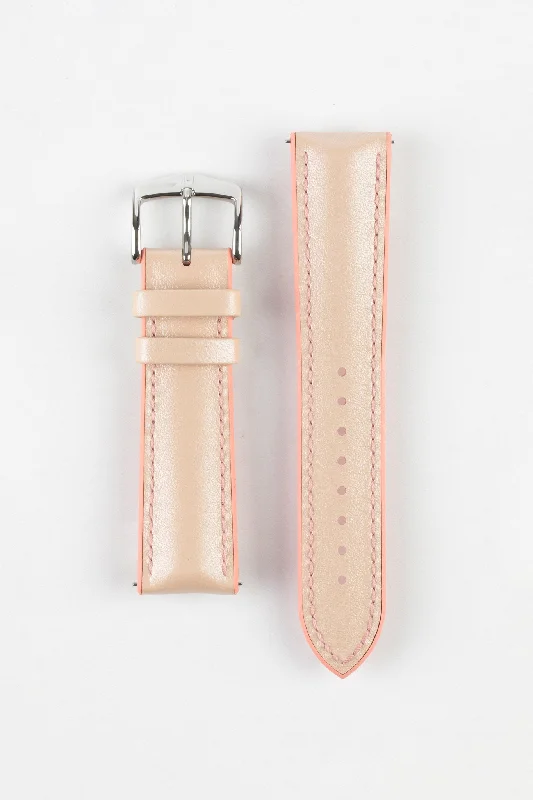 fashion-forward smartwatch with AI features-Hirsch LINDSEY Ladies Leather & Rubber Performance Watch Strap in ROSE/APRICOT