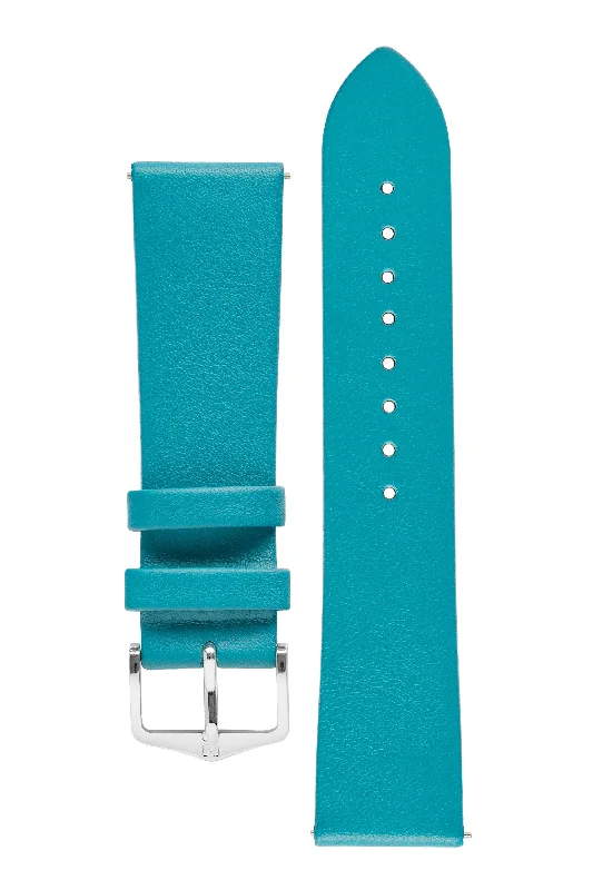 smartwatch with fitness and health tracking-Hirsch VIAZZA Ladies Leather Quick-Release Watch Strap in PETROL