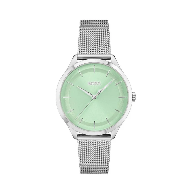 smartwatch with voice recognition-Hugo Boss Women Pura Round Green Watches 1502636