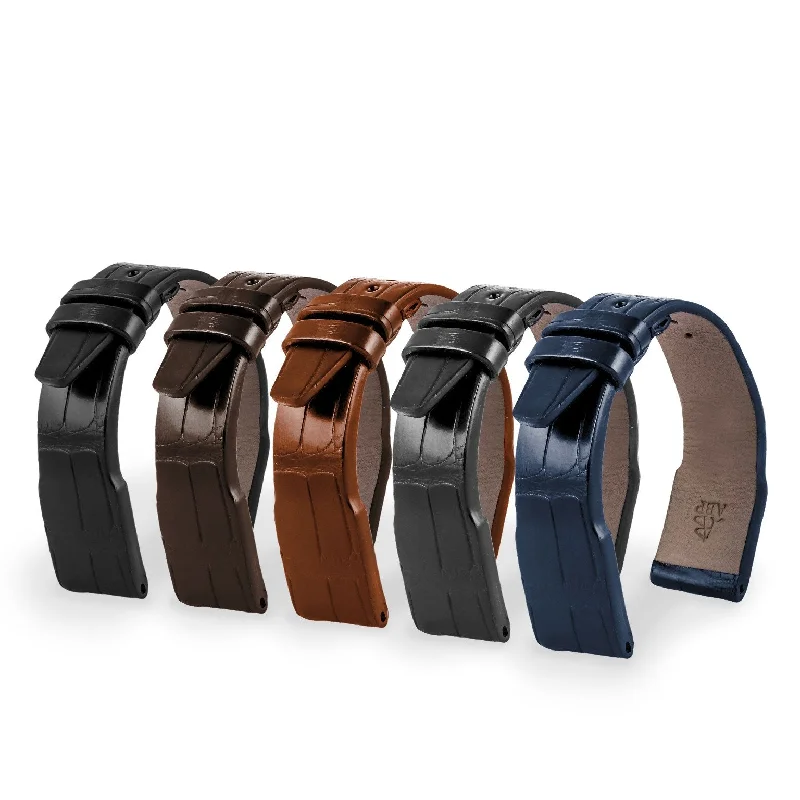 smartwatch with activity history tracking-IWC Pilot - Bracelet de montre cuir - Alligator (noir, marron, gris, bleu)