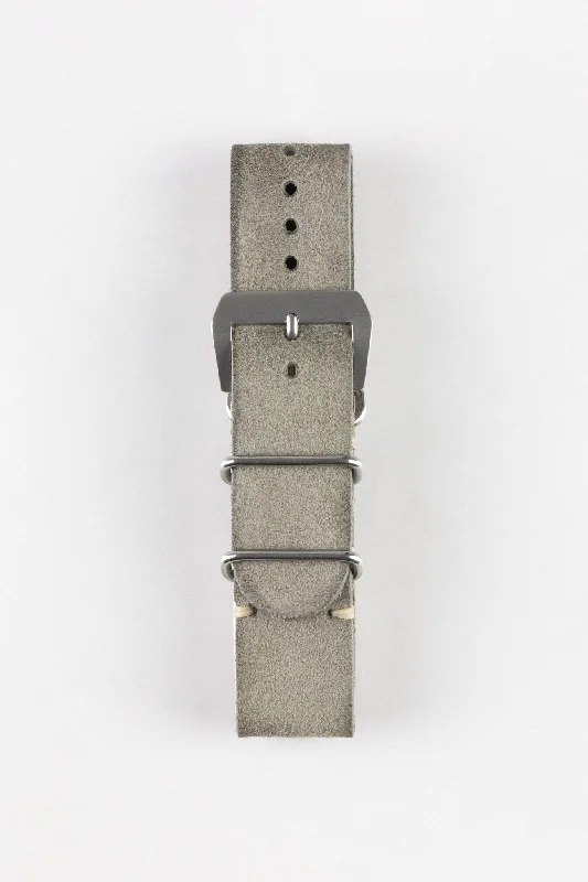 diving watches with helium release valves-JPM Italian Leather One-Piece Watch Strap in TASSO GREY