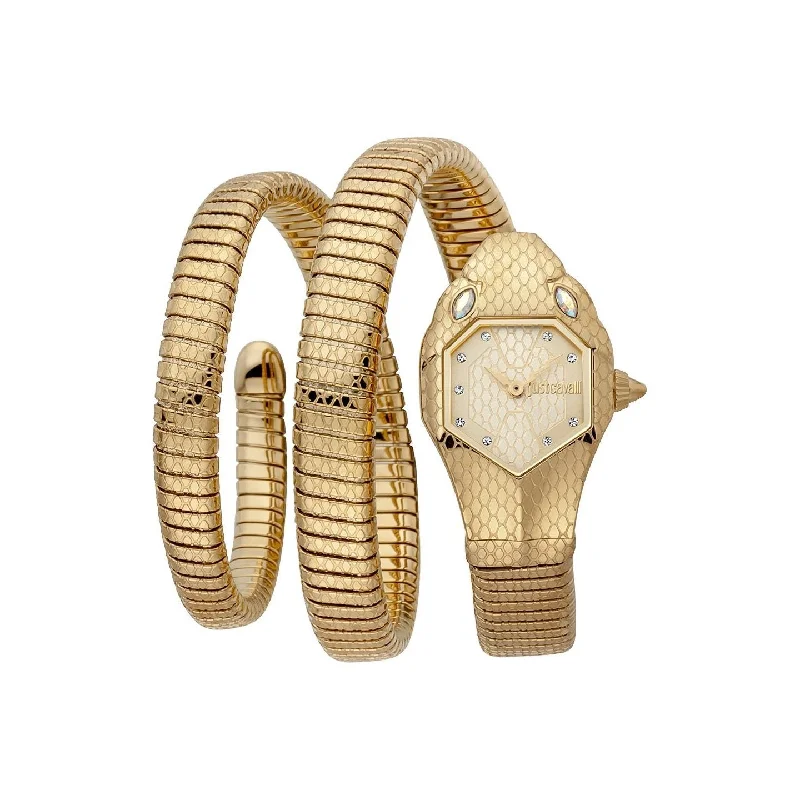 smartwatch with stress-relieving workouts-JUST CAVALLI JC1L168M0035 Glam Snake Analog Watch For Women