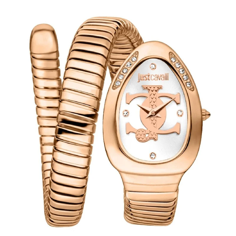 digital fitness tracker watches for women-Just Cavalli JC1L227M0055 Serpente Logo Watch For Women