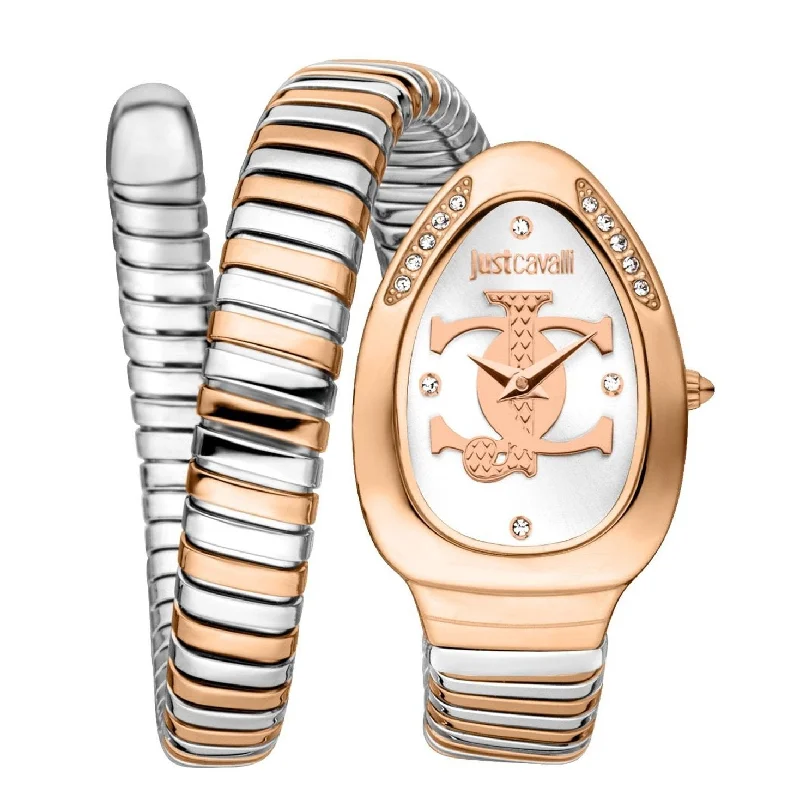 men's stylish wristwatches with date functions-Just Cavalli JC1L227M0075 Serpente Logo Watch For Women