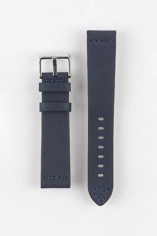 solar-powered diving watches-Morellato BRAMANTE Vintage Calfskin Leather Watch Strap in BLUE