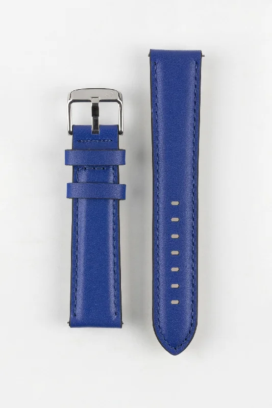 smartwatch with stress-free workout mode-Morellato CROQUET Quick-Release Leather Watch Strap in BLUE