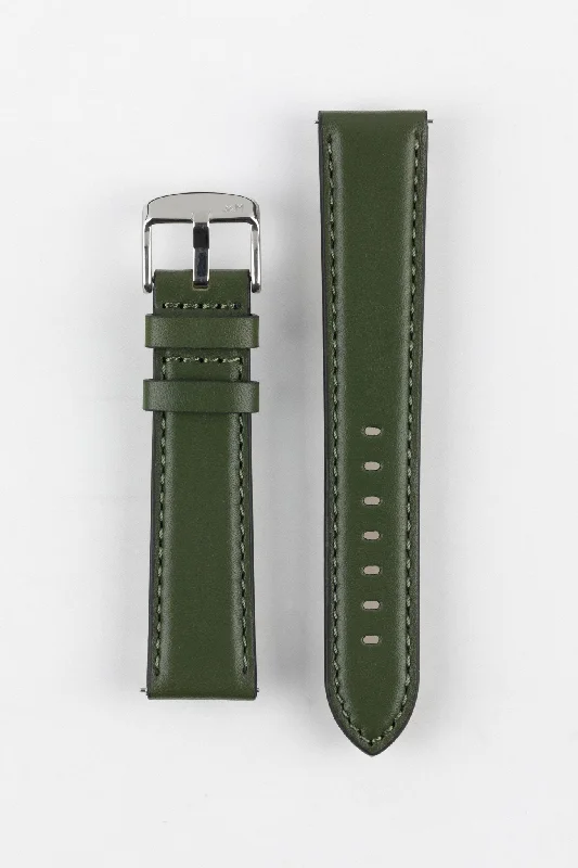 high-performance analog watches for men-Morellato CROQUET Quick-Release Leather Watch Strap in GREEN