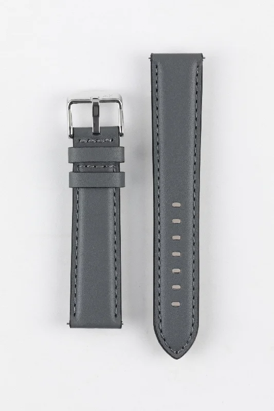 fashion watches with interchangeable straps-Morellato CROQUET Quick-Release Leather Watch Strap in GREY