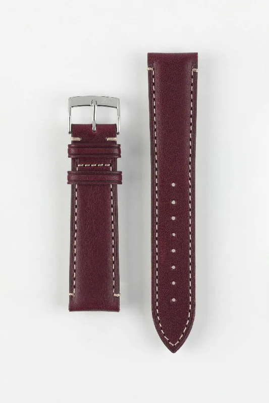 men's luxury titanium sport watches-Morellato EL GRECO Calfskin Leather Watch Strap in BURGUNDY