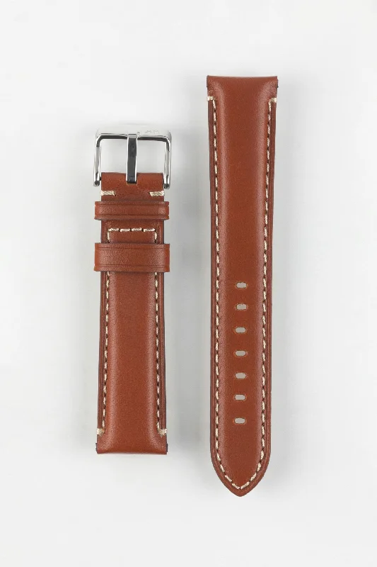 men's stylish wristwatches with date functions-Morellato GIORGIONE Smooth Calfskin Leather Watch Strap in GOLD BROWN