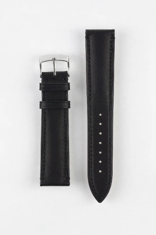 waterproof fitness tracker wristwatches-Morellato LEVY Vintage Calfskin Leather Watch Strap in BLACK